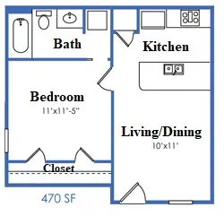 360 degree tour preview of 1 Bed / 1 Bath (Small)